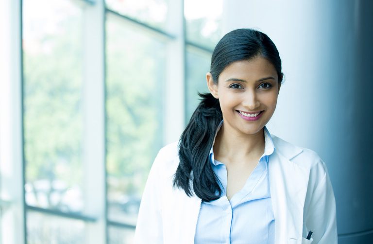 A portrait photo of a female healthcare professional